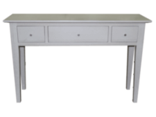 White hall table with three drawers, showcasing custom furniture options from Coastal Design Furniture.