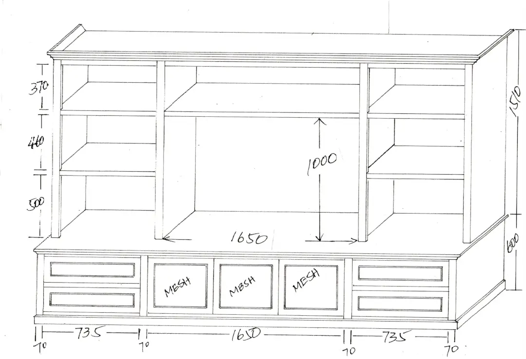 Design example for custom made furniture at Coastal Design Furniture.