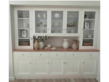 Coastal Design Furniture built custom made buffet and hutch. White with natural timber top finish.