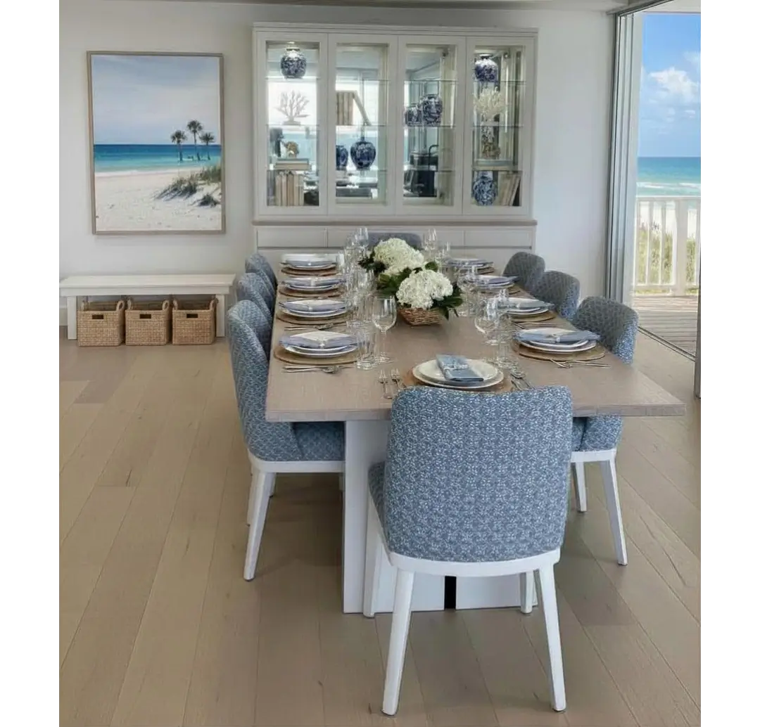Hampton style dining table and chairs.